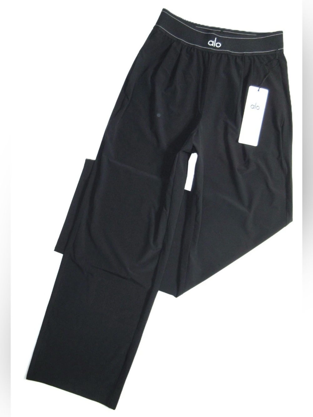NWT Alo W51432R Suit Up Trouser (Regular) in Black Wide Leg Pants